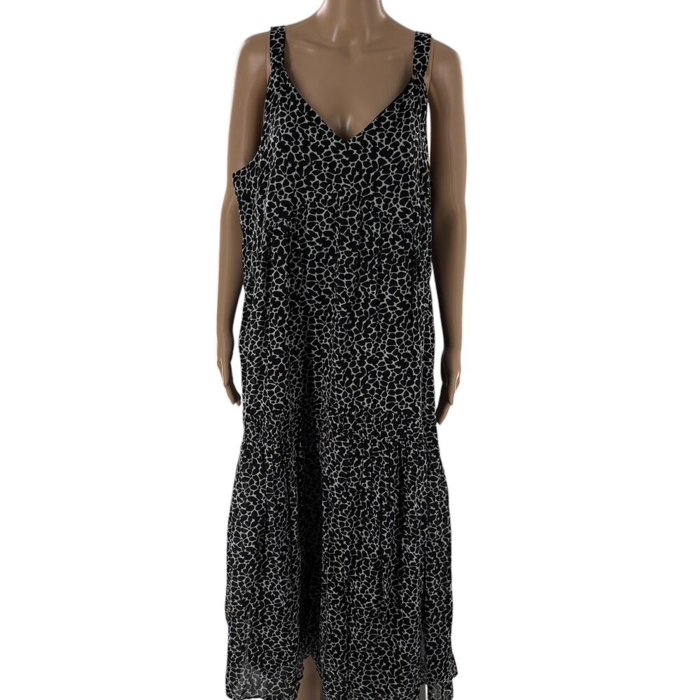 Joie Black Caviar Large White Floral Tiered Cotton Maxi Dress - Picture 2 of 9